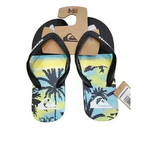 Quiksilver Mens Flip Flops Sandals  Molokai Panel Slip On Green Black Size 8